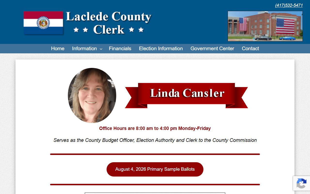 Laclede County Circuit Clerk page distinguishing County Clerk records