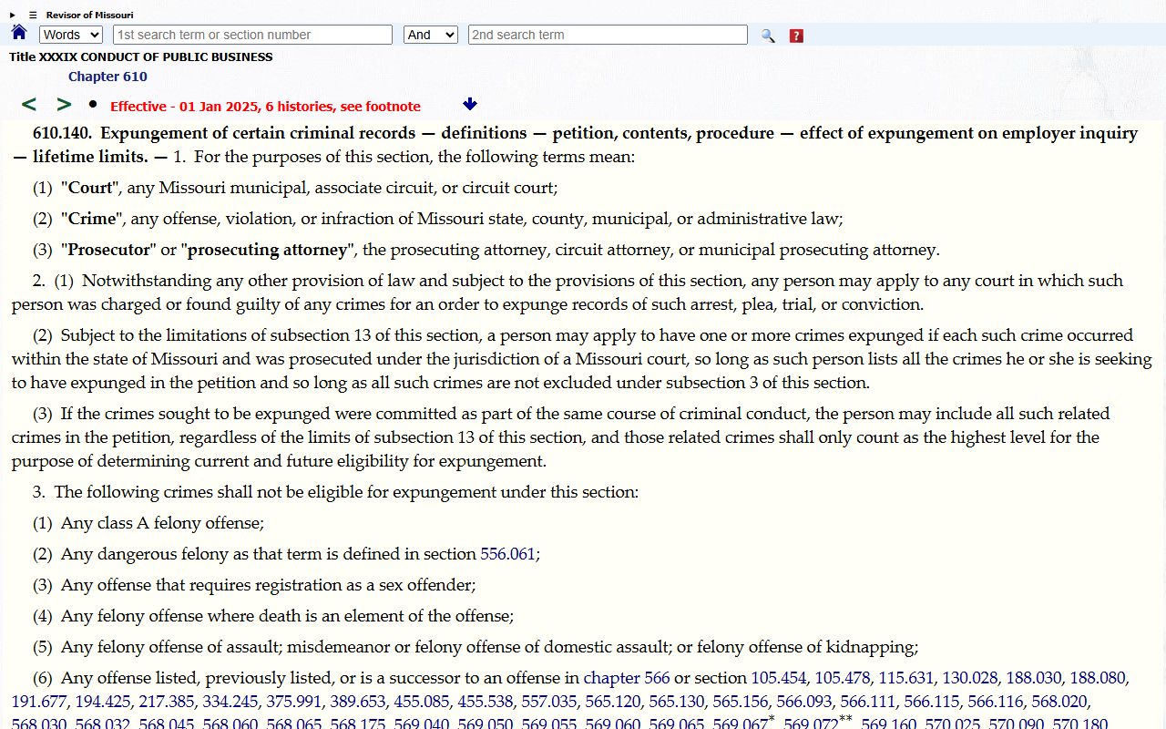 Laclede County criminal court records expungement statute source