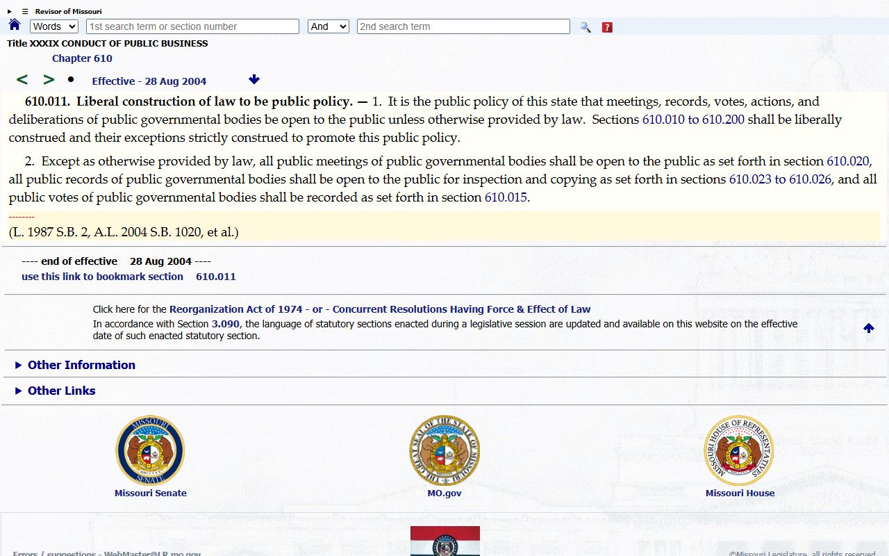 Laclede County court records Missouri Sunshine Law policy