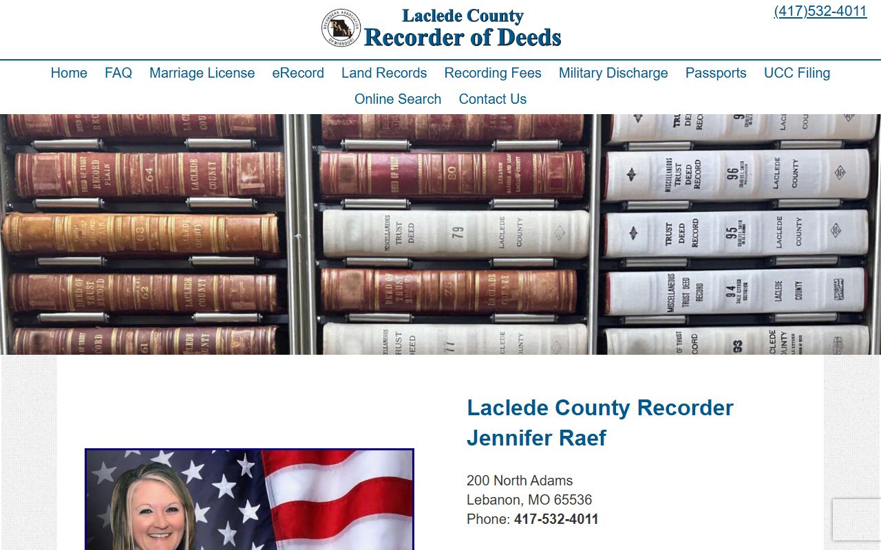 Laclede County Recorder of Deeds homepage for recorded records and marriage services
