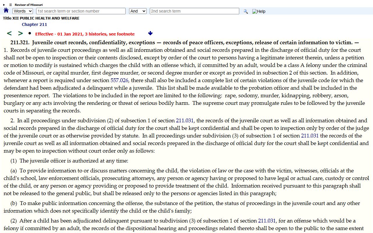 Laclede County probate records juvenile confidentiality statute