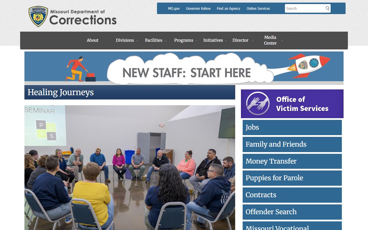 Missouri Department of Corrections homepage for state supervision context